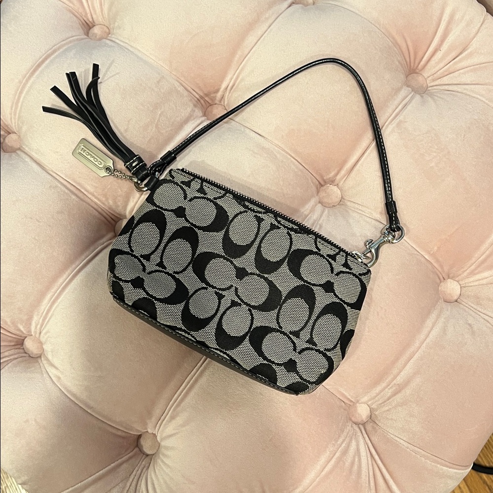 Coach Black and Gray Signature Wristlet